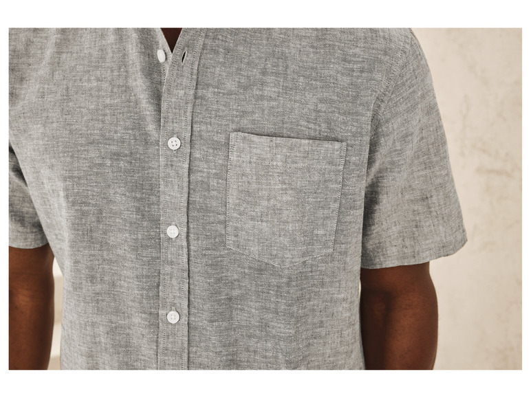 Ga naar volledige schermweergave: LIVERGY® Heren linnen hemd met katoen, korte mouw - afbeelding 8