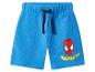 Blauwe kinderbroek met Spider-Man hoofdprint en de tekst «SPIDER-MAN».