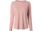 Roze T-shirt met lange mouwen en ronde hals.