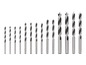 Een set van 13 boorbits met verschillende diameters.