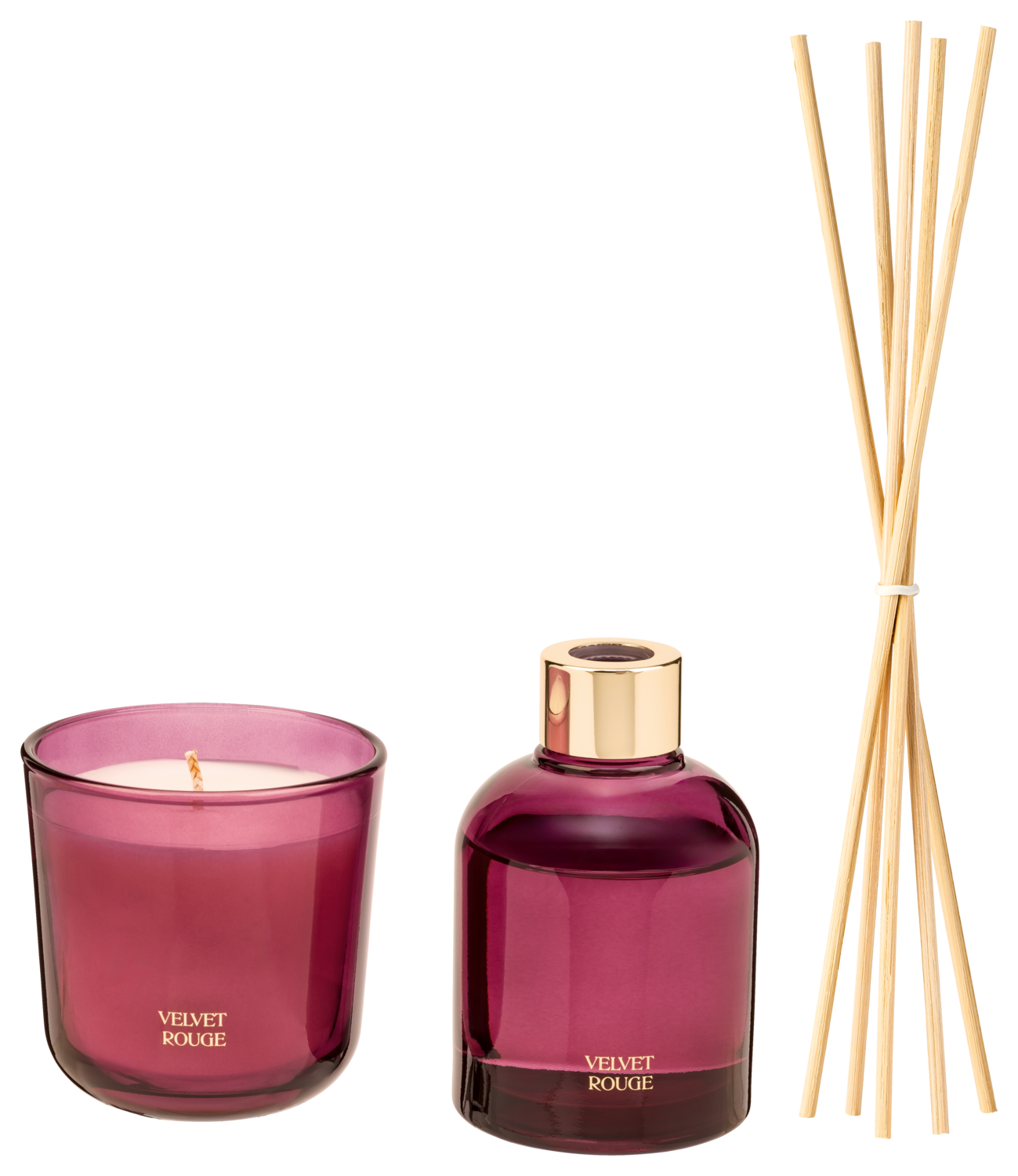 LIVARNO Geurkaars of set met kaars en geurstokjes (Diffuser + kaars/Velvet Rouge)