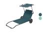 Teal strandtrolley ligstoel met wielen en zonnescherm