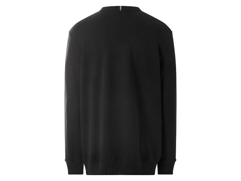 Zwart sweatshirt met lange mouwen, geribbelde kraag en manchetten, achteraanzicht.