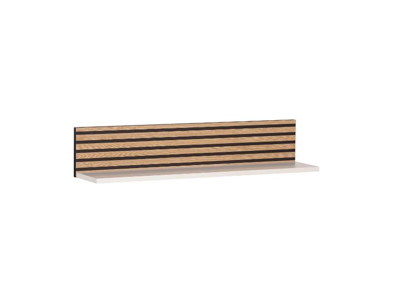 Wandplank met houten latten en witte plank
