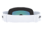 Witte skibril met blauwe reflecterende lens en verstelbare band.