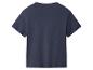 Donkerblauw basic T-shirt met korte mouwen, achterkant.