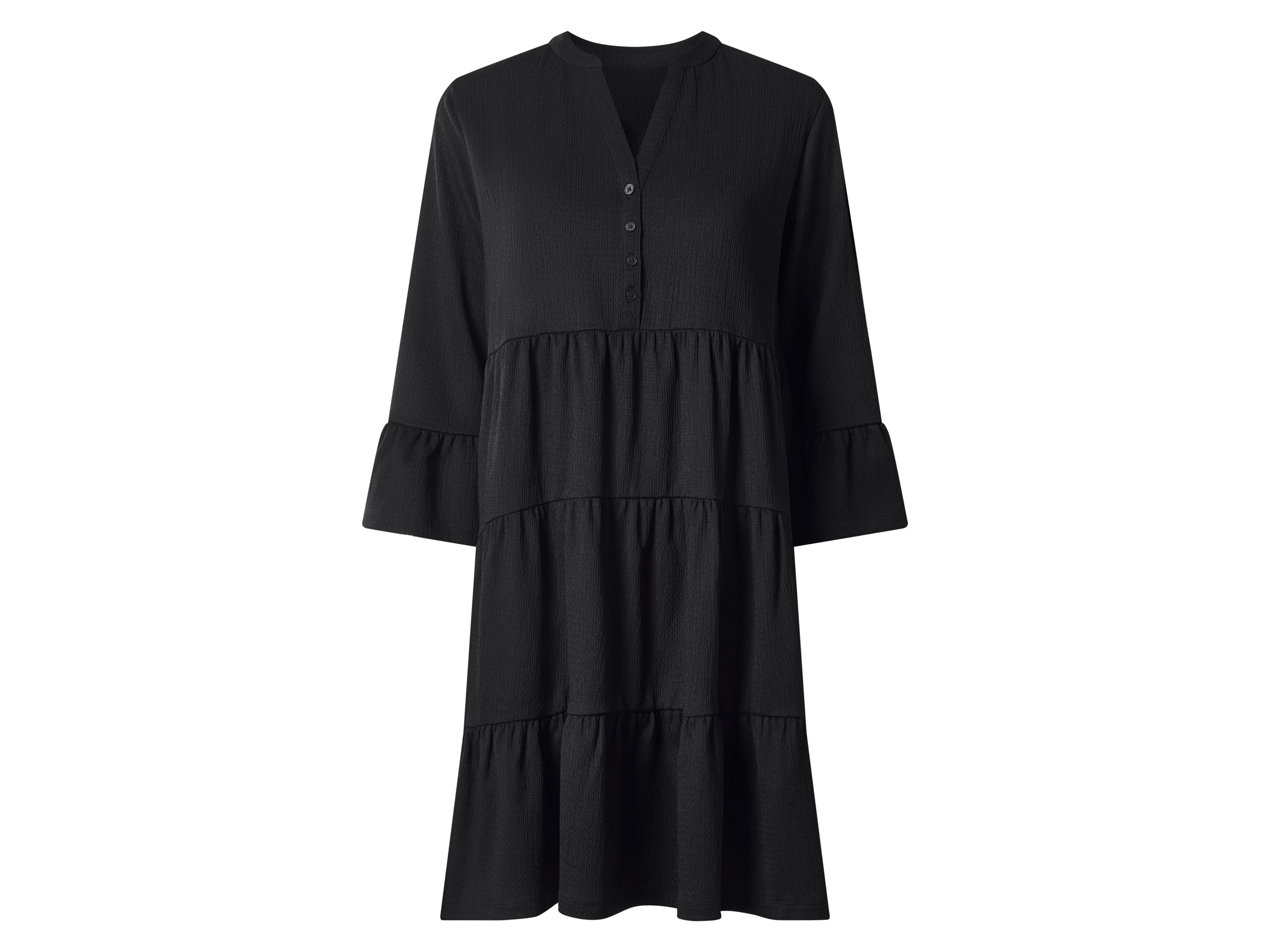 ESMARA Dames tuniekjurk met crêpe-structuur (Zwart, XS (32/34))