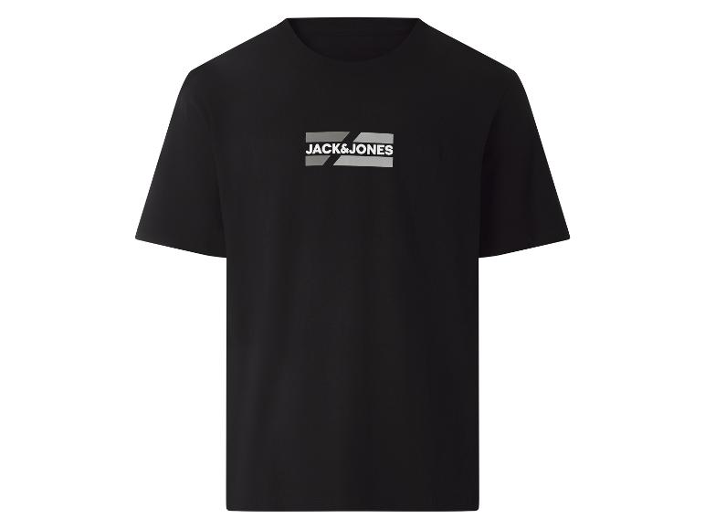 Zwart heren T-shirt met korte mouwen en print op de borst