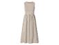 Mouwloze beige maxi-jurk met geplooide taille