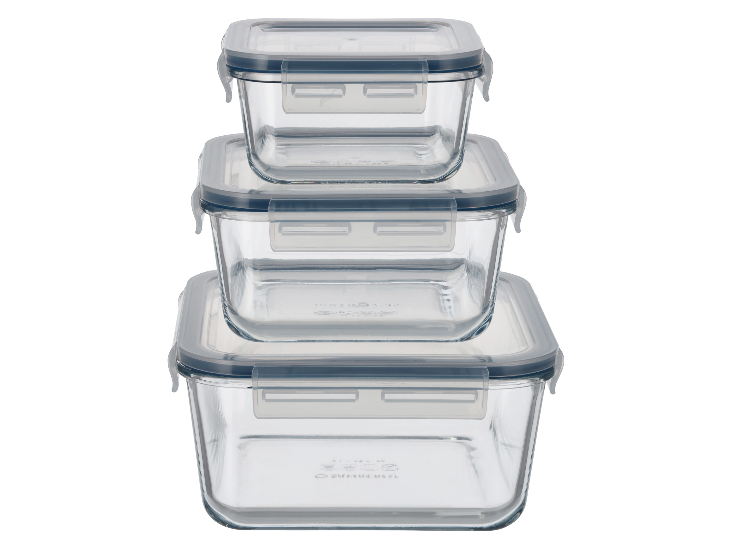 SILVERCREST Set van 3 glazen vershoudbakjes (Vierkant) afbeelding