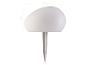 Witte eivormige tuinlamp met grondpin, 20cm breed en 12cm hoog.