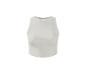Witte geribbelde mouwloze crop top.