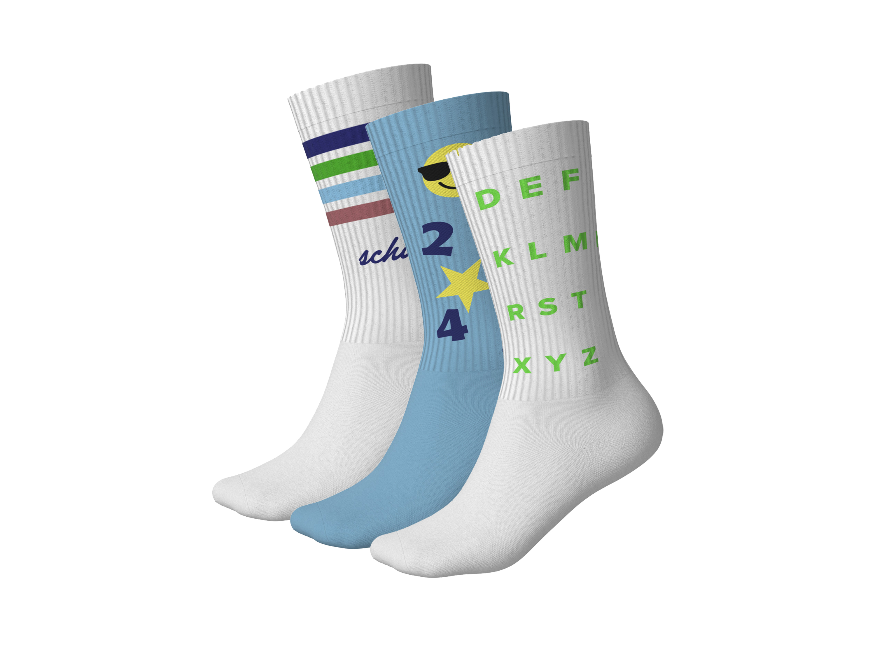 3 Paar kinder sokken (Blauw, 35/38)