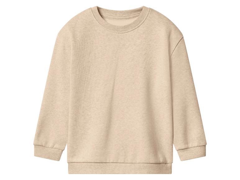 Beige sweatshirt met lange mouwen op een witte achtergrond.