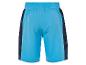 Blauwe sportshorts met print, achterkant.