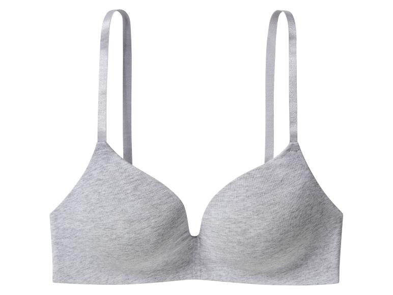 Lichtgrijze katoenen beha met dunne bandjes.