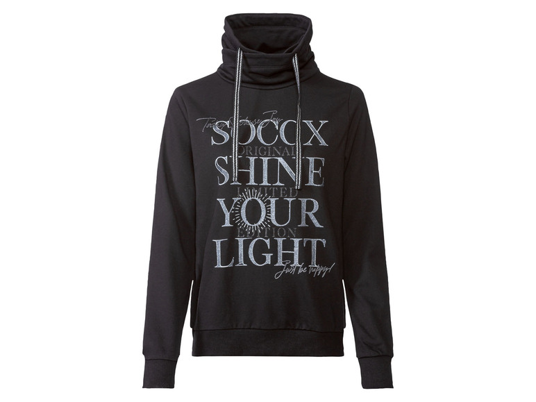 Ga naar volledige schermweergave: Soccx Dames sweatshirt met grote glitterprint - afbeelding 1