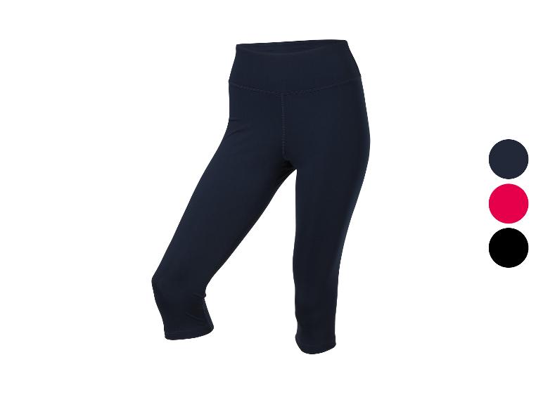 Donkerblauwe dames capri legging met kleuropties: donkerblauw, roze en zwart.