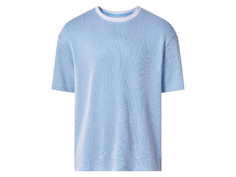 Blauw-wit gestreept T-shirt met korte mouwen