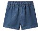 Donkerblauwe denim shorts met elastische tailleband, achteraanzicht