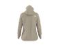 Beige fleecejack met capuchon en wafeltextuur, achteraanzicht.