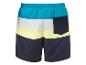 Multicolor zwemshorts met strepen: turquoise, wit, lichtgeel en donkerblauw.
