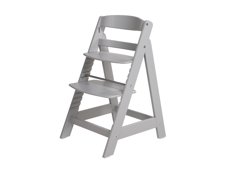 Grijze houten kinderstoel.
