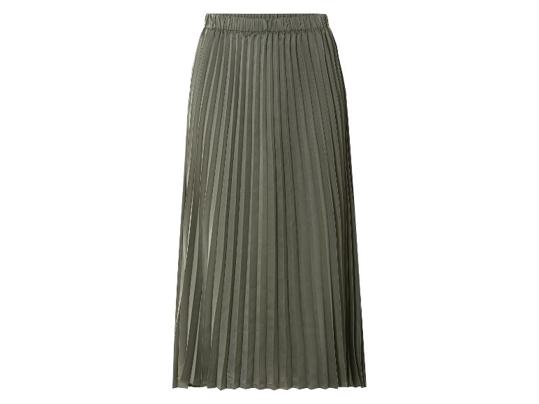 Lange geplooide rok, olijfgroen.