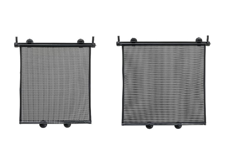 Twee zwarte autozonneschermen.