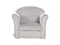 Grijze velours kinderfauteuil met gebogen rugleuning en armleuningen