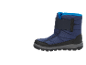 Blauwe kinder sneeuwlaars met klittenbandsluiting en antislipzool.