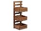 Houten wandrek met drie opbergkratten.