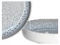 Grijs-witte keramische borden met een gespikkeld patroon