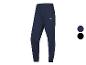 Donkerblauwe sportbroek met logo en naaddetails.