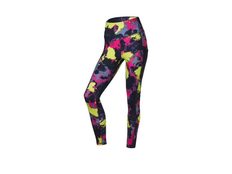 Sportieve leggings met marmeren print in felle kleuren.