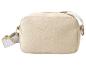 Beige leren tas met gestreepte riem
