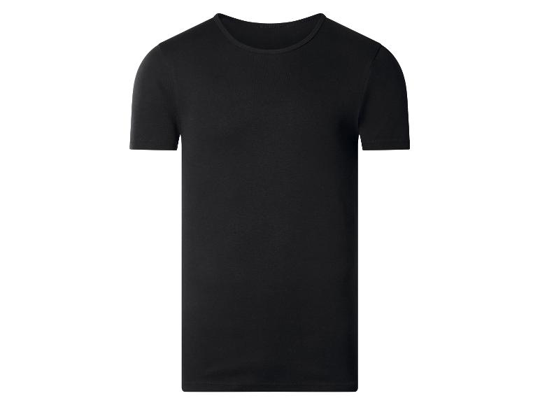 Zwart T-shirt met korte mouwen en ronde hals, geïsoleerd op een witte achtergrond.
