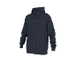 Donkerblauwe hoodie met rits voor heren, vooraanzicht.