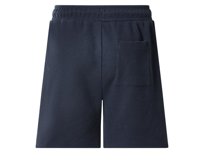 Marineblauwe wafelpyjamashorts met achterzak