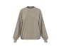 Een effen beige sweatshirt met lange mouwen en geribde manchetten.