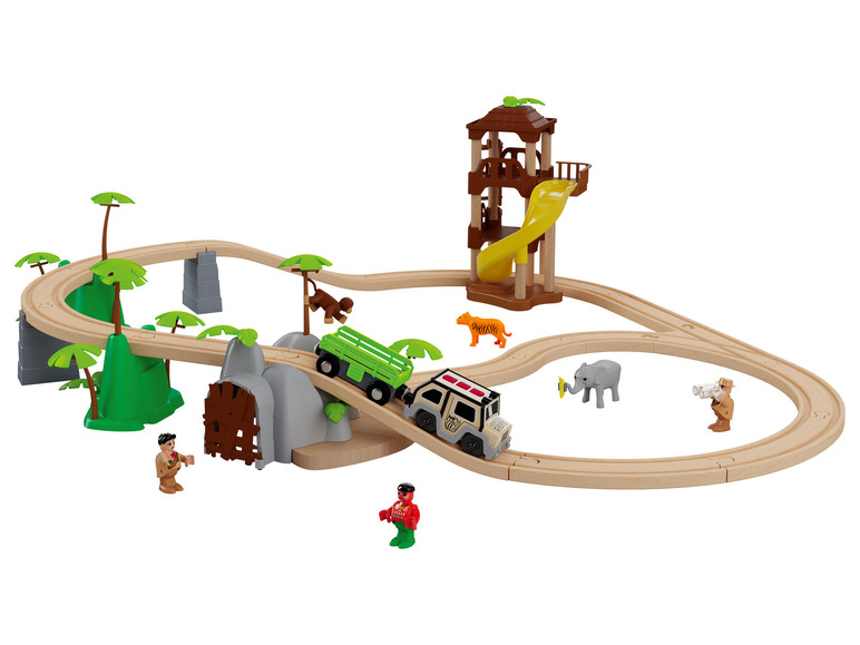 Ga naar volledige schermweergave: Playtive Houten spoorweg jungle of passagierstrein - afbeelding 1