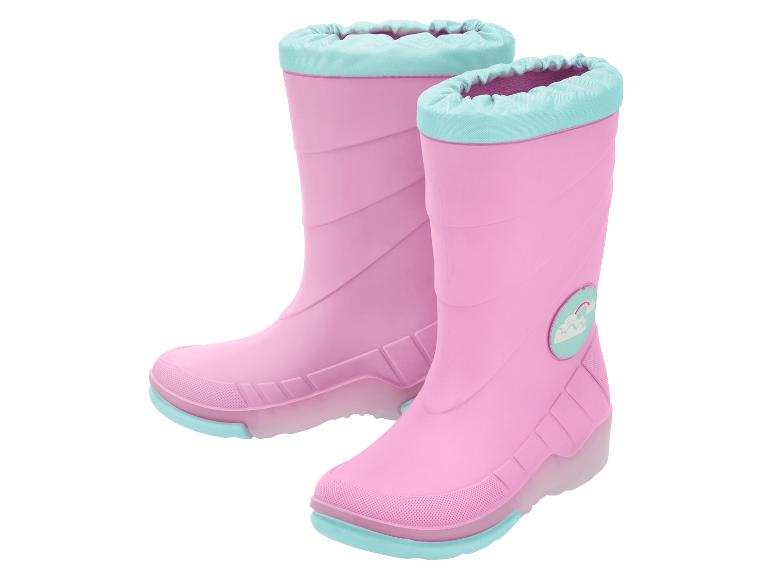 Roze kinderregenlaarzen met turquoise accenten