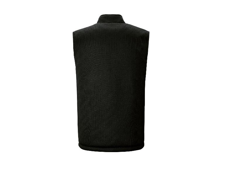 Zwart heren fleecevest, achteraanzicht.