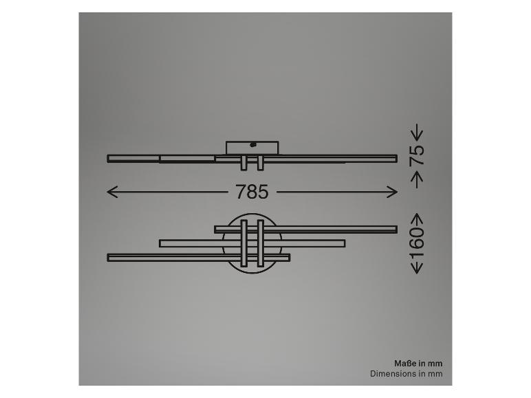 Technische tekening van een plafondlamp met afmetingen in millimeters.