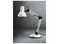 Een witte bureaulamp met een verstelbare arm.