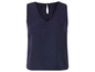 Een donkerblauw, mouwloos, V-hals topje.