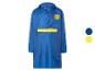 Blauwe Lidl regenjas met capuchon.