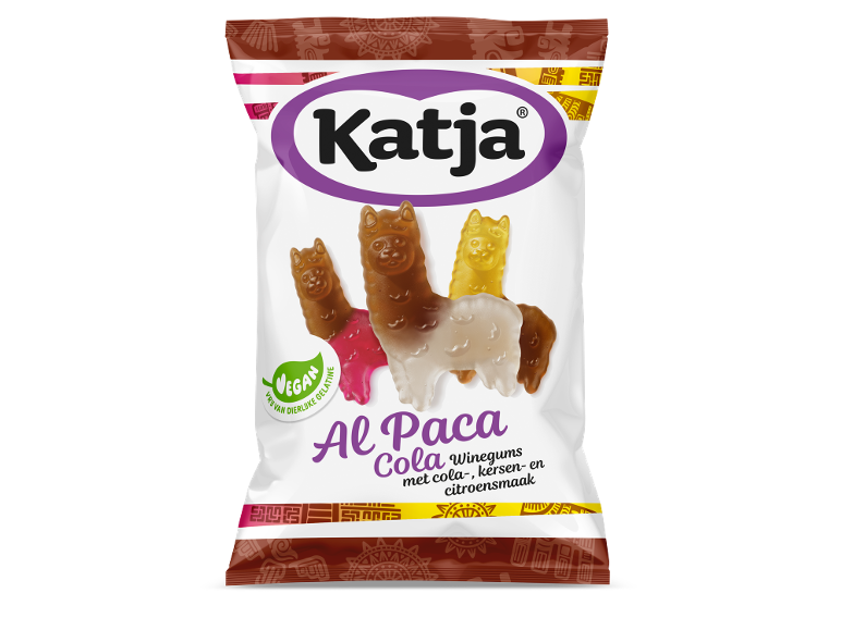 Zak alpaca-vormige winegums met cola-, kersen- en citroensmaak