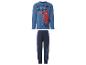 Jongenspyjama met blauw shirt met lange mouwen met Spiderman-afbeelding en donkerblauwe broek.