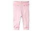 Roze babybroek met geribbelde boorden.